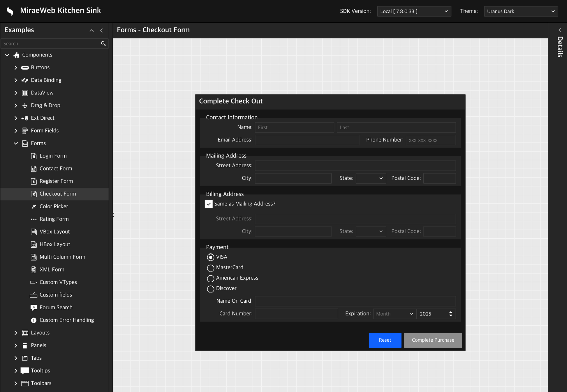 Ext JS Themes - Uranus Dark Theme | ExtJS Theme Store – Ext JS Themes Store