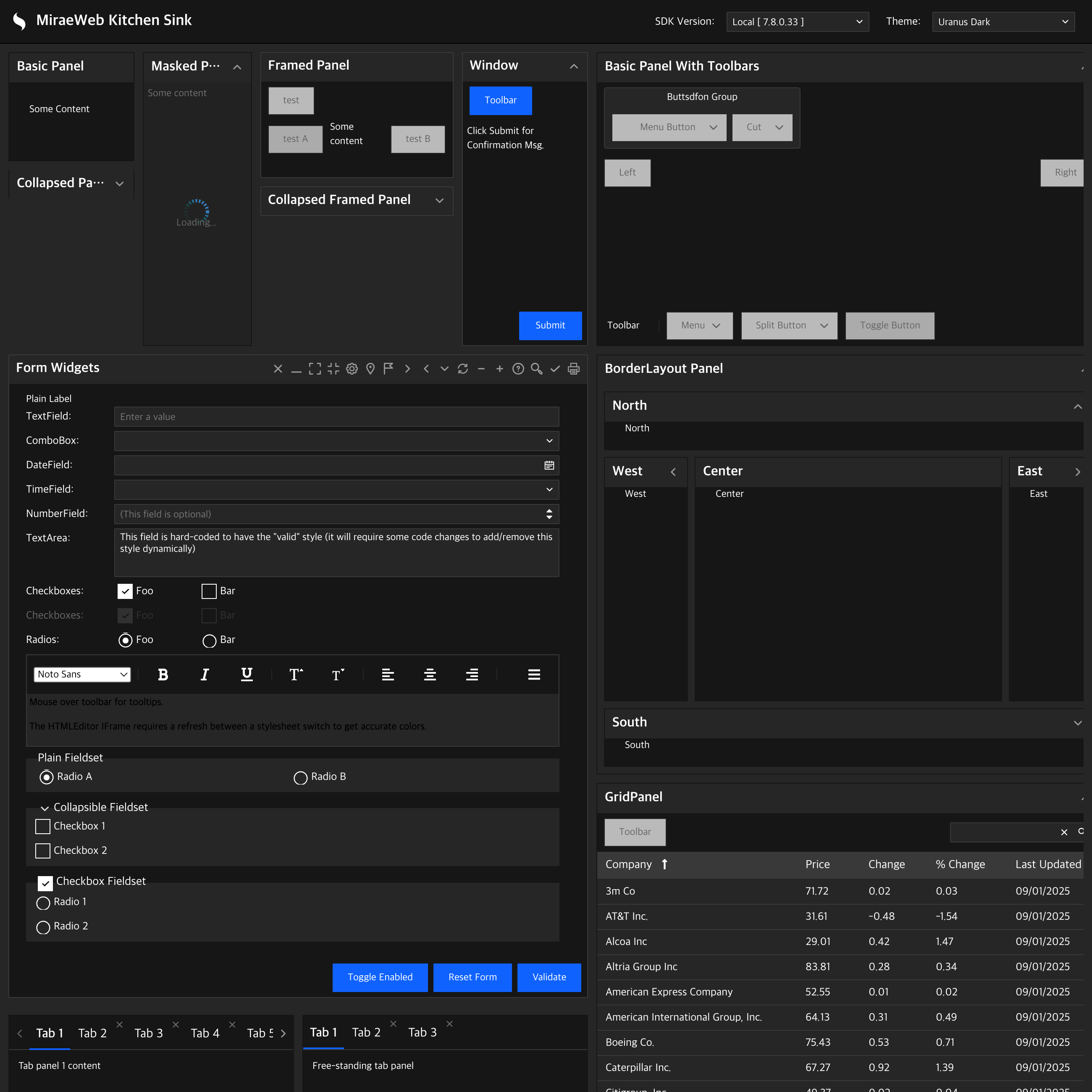 Ext JS Themes - Uranus Dark Theme | ExtJS Theme Store – Ext JS Themes Store